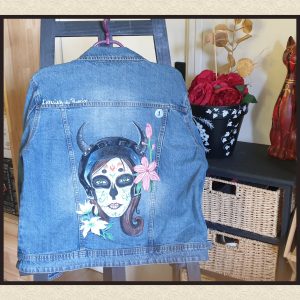 Veste Calavera motif tête de mort skull – blouson artisanal Atelier du Phoenix