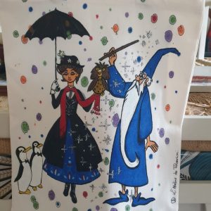 Tote bag Poppins & Merlin – sac personnalisé peint à la main par Atelier du Phoenix