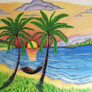 Fresque plage vidéo — décor plage et mer