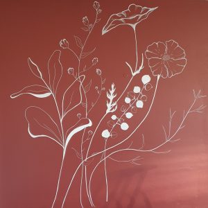 Fresque fleurs blanches sur mesure décor mural