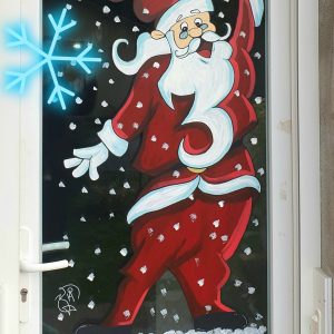 Vitrine de Noël décorée artisanale – scène festive sur mesure par Atelier du Phoenix