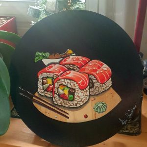 Peinture de sushis décoratifs peinte à la main – œuvre gastronomique et artistique
