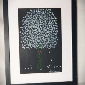 Aquarelle pointilliste Bouquet Blanc – fleurs blanches délicates réalisées en points fins