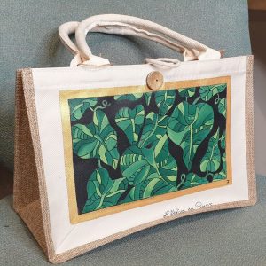 Sac réutilisable feuilles d’Alocasia motif tropical