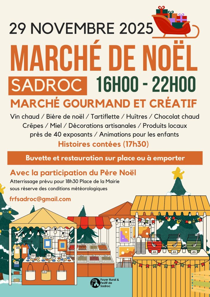 “Affiche Marché de Noël Sadroc – samedi 29 novembre”