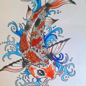 illustration carpe koi à l’aquarelle