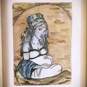 Illustration d’une elfe enceinte – art fantasy poétique et maternité féerique