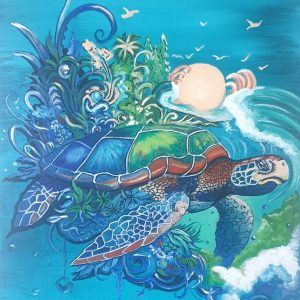 tableau Sous l’Océan mer bleu profond